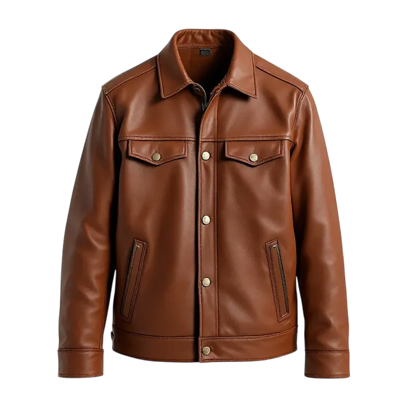 brown leather jacket